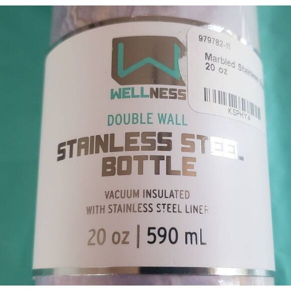 Wellness Double Wall Stainless Steel Marbled 20 oz / 590ml Bottle - Picture 6 of 10